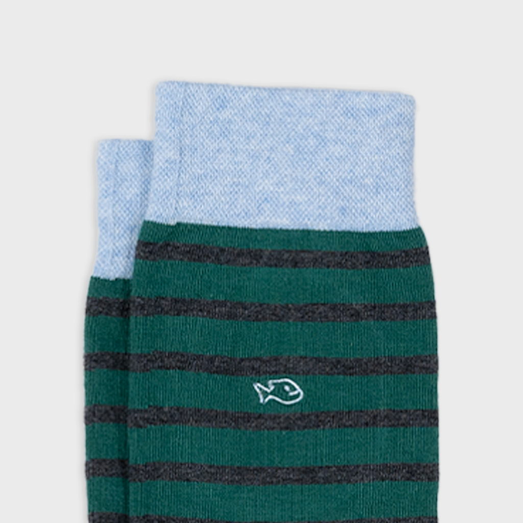 Sokken - Gestreept Donkergroen Grijs