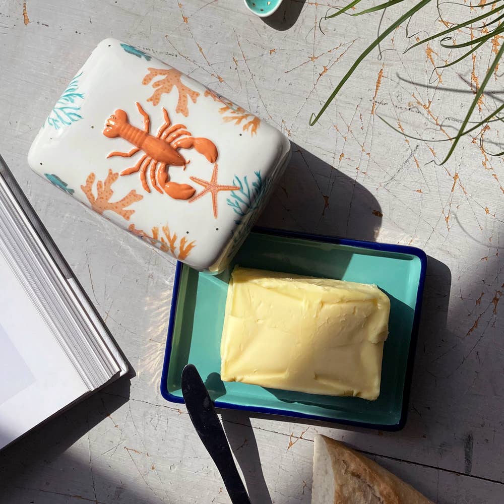 Boterschotel met koraalkreeft