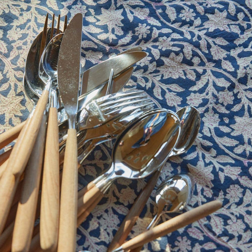 Indiase tafelkleed met bloemenprint Goa Indigo