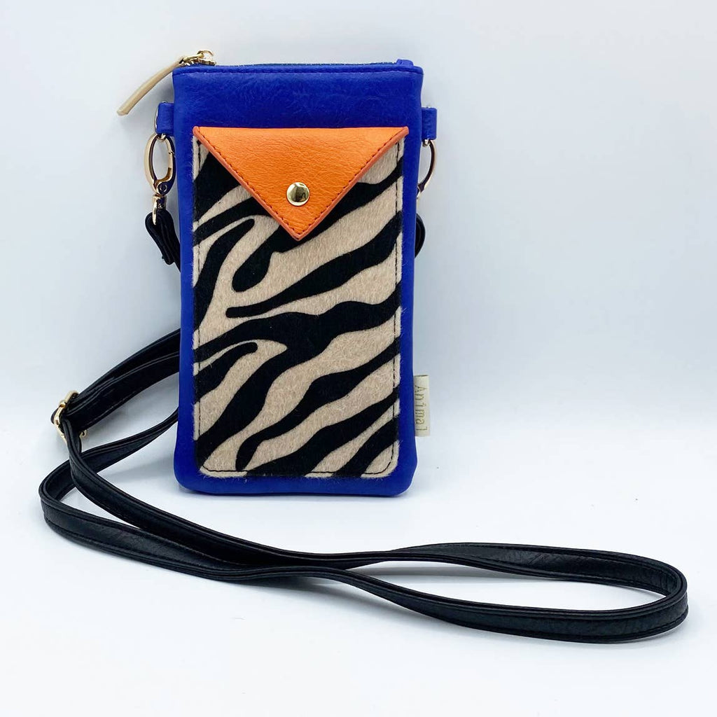 Telefoonportemonnee Dierenprint Blauw/Oranje