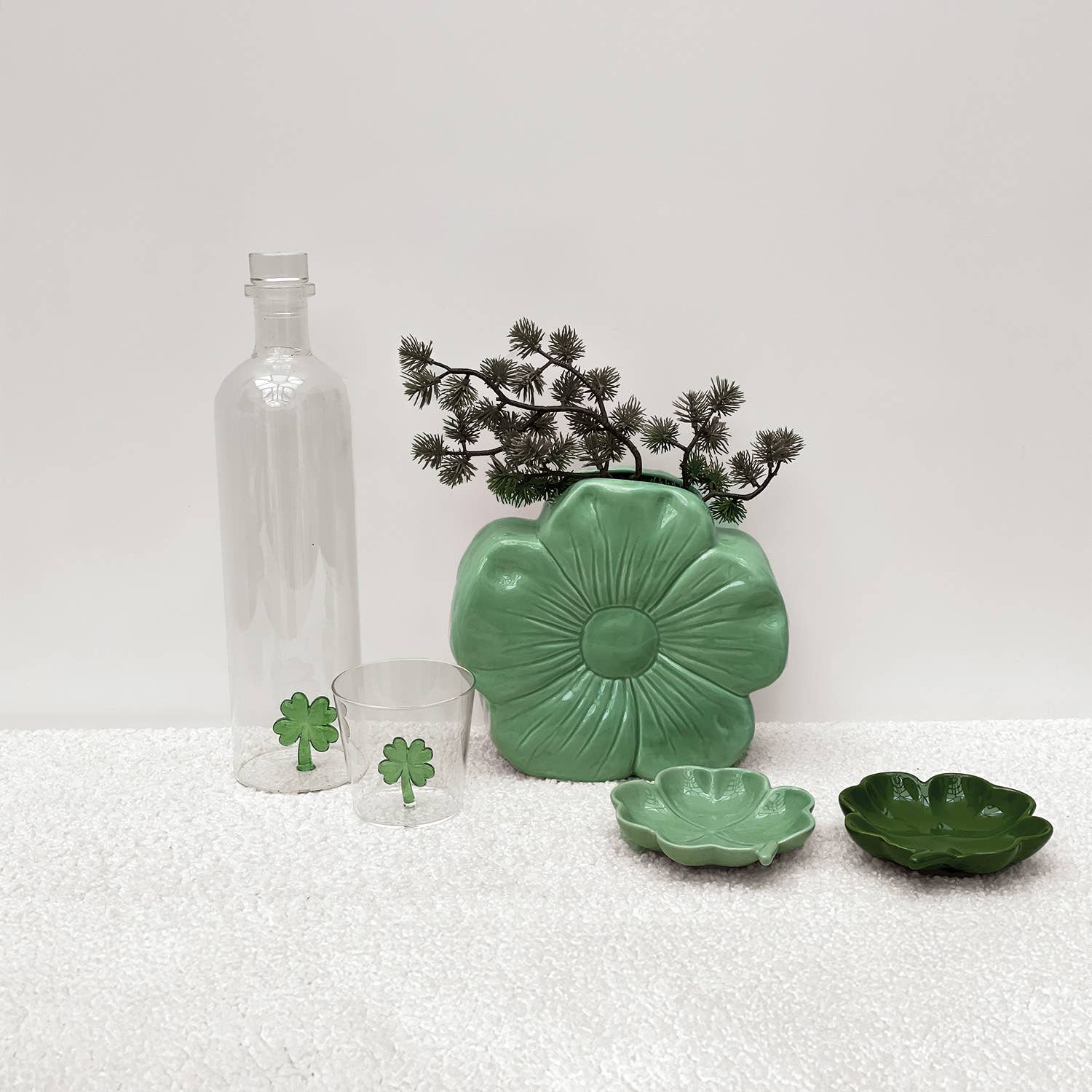 Glas met 3D klavertje