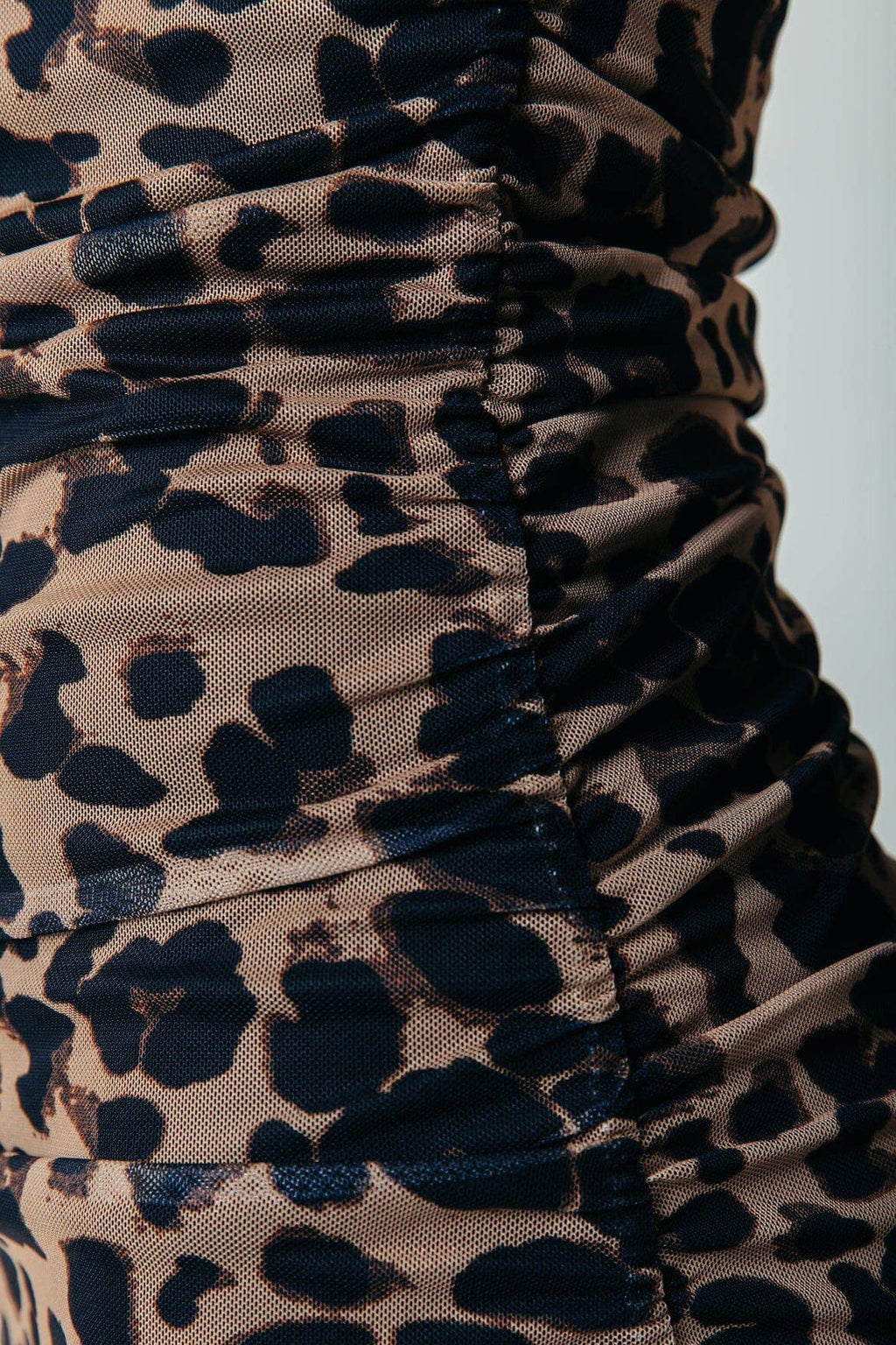 Maude Luipaard Mesh Jurk - Beige