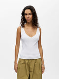 Object Geribbeld V-hals Tanktop - White