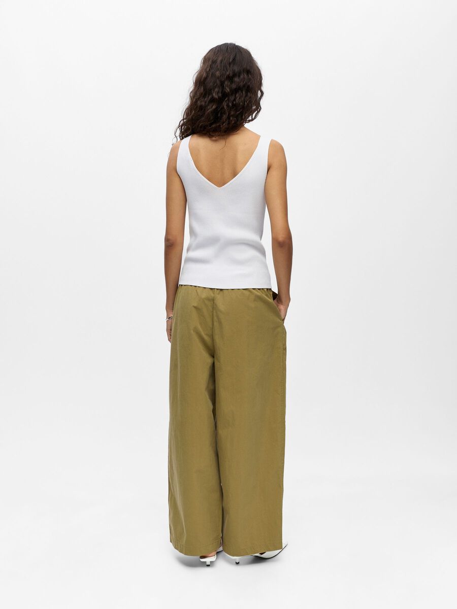 Object Geribbeld V-hals Tanktop - White