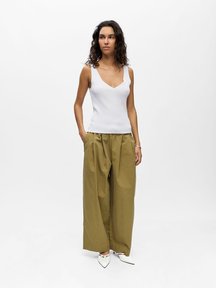 Object Geribbeld V-hals Tanktop - White