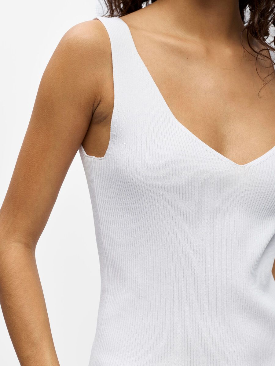 Object Geribbeld V-hals Tanktop - White