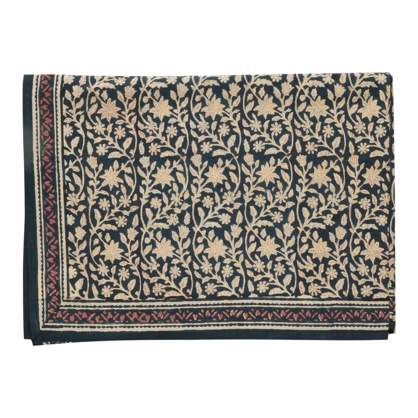 Indiase tafelkleed met bloemenprint Goa Indigo