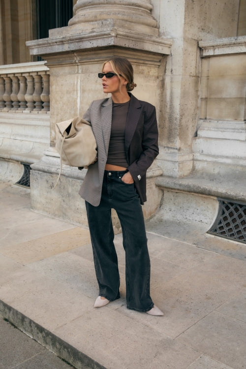 Mimmi Check blazer - Dark Brown