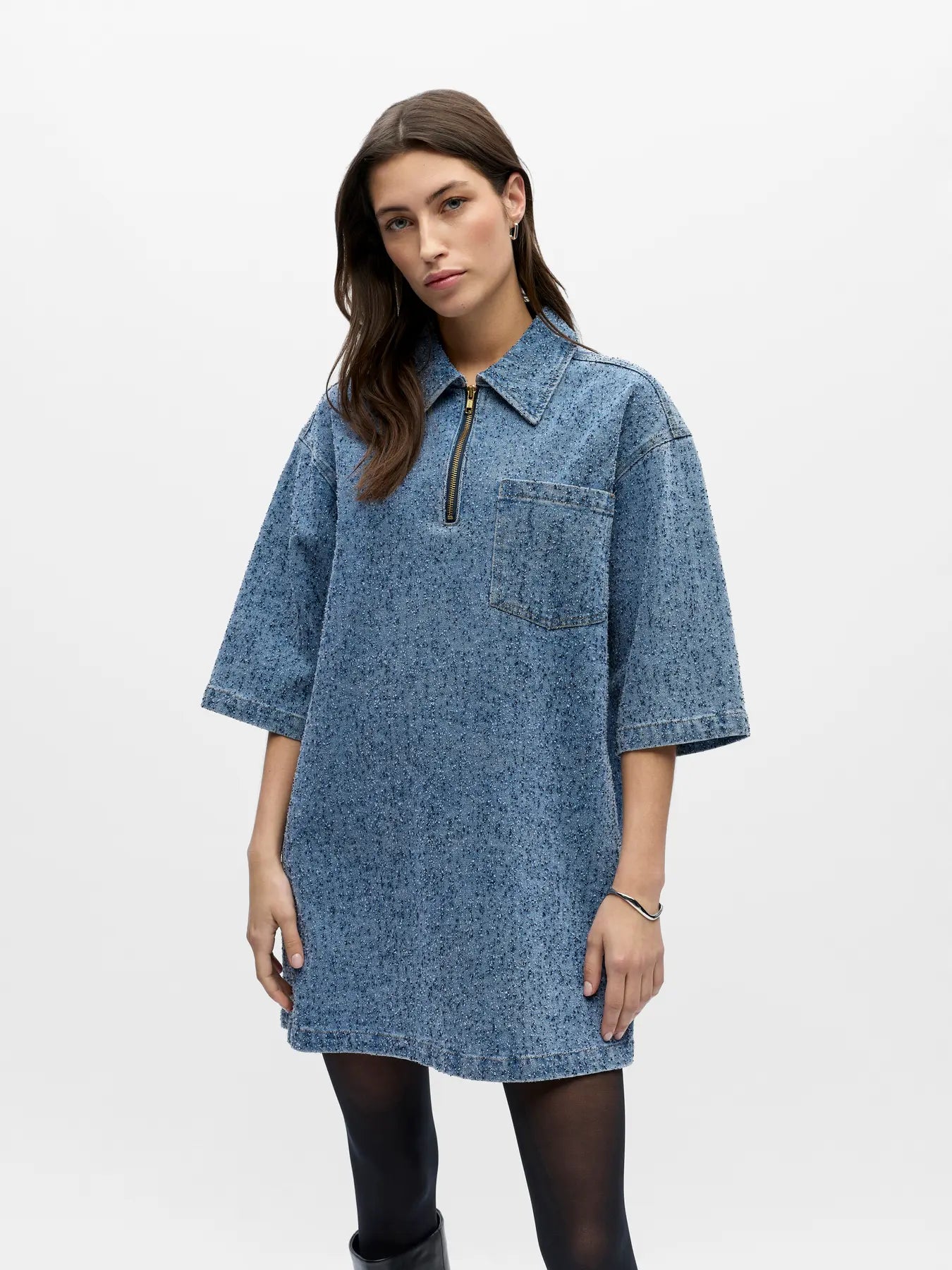 Dress 3/4 Sleeve - Light Blue Denim
