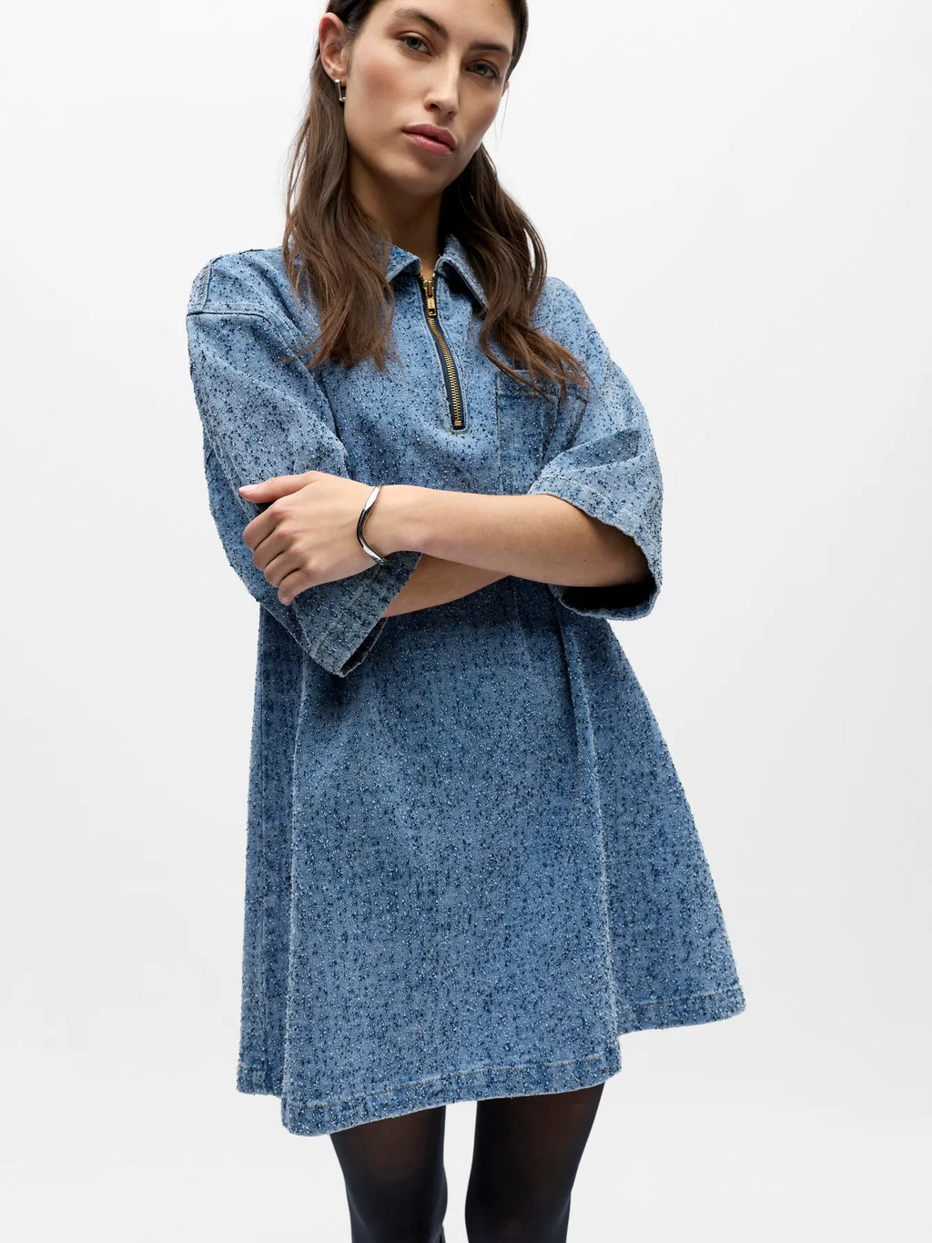 Dress 3/4 Sleeve - Light Blue Denim