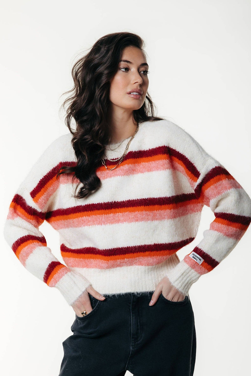 Olivia Multi Stripe Crewneck Gebreide Trui - Multicolor