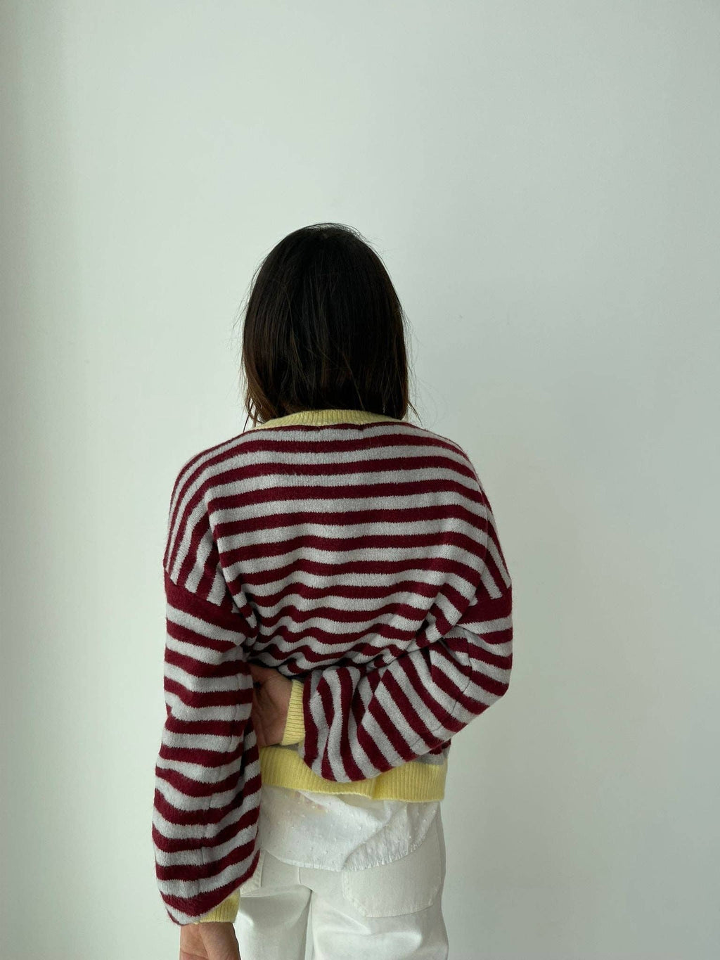 Jersey Pia Bourgondië en Grijs