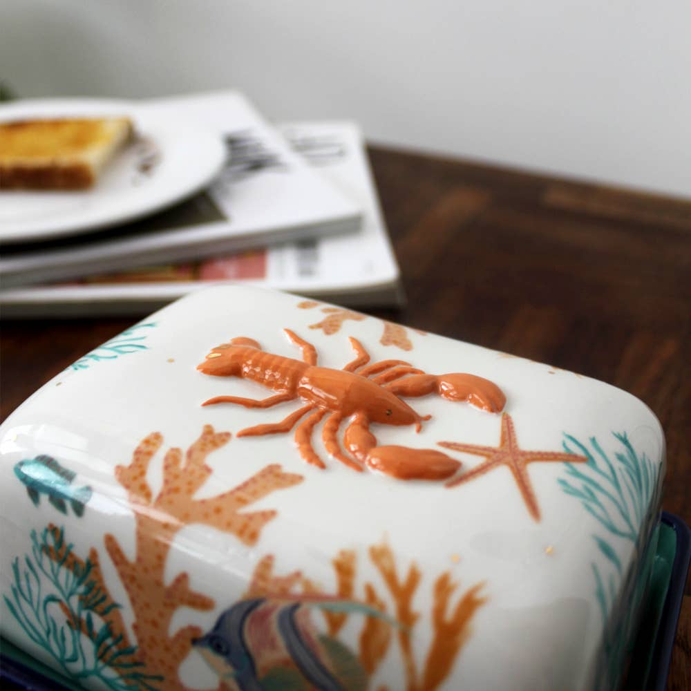 Boterschotel met koraalkreeft