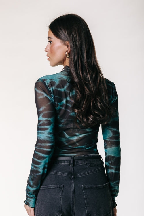 Neyo Animal Mesh Turtleneck Top