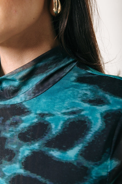 Neyo Animal Mesh Turtleneck Top