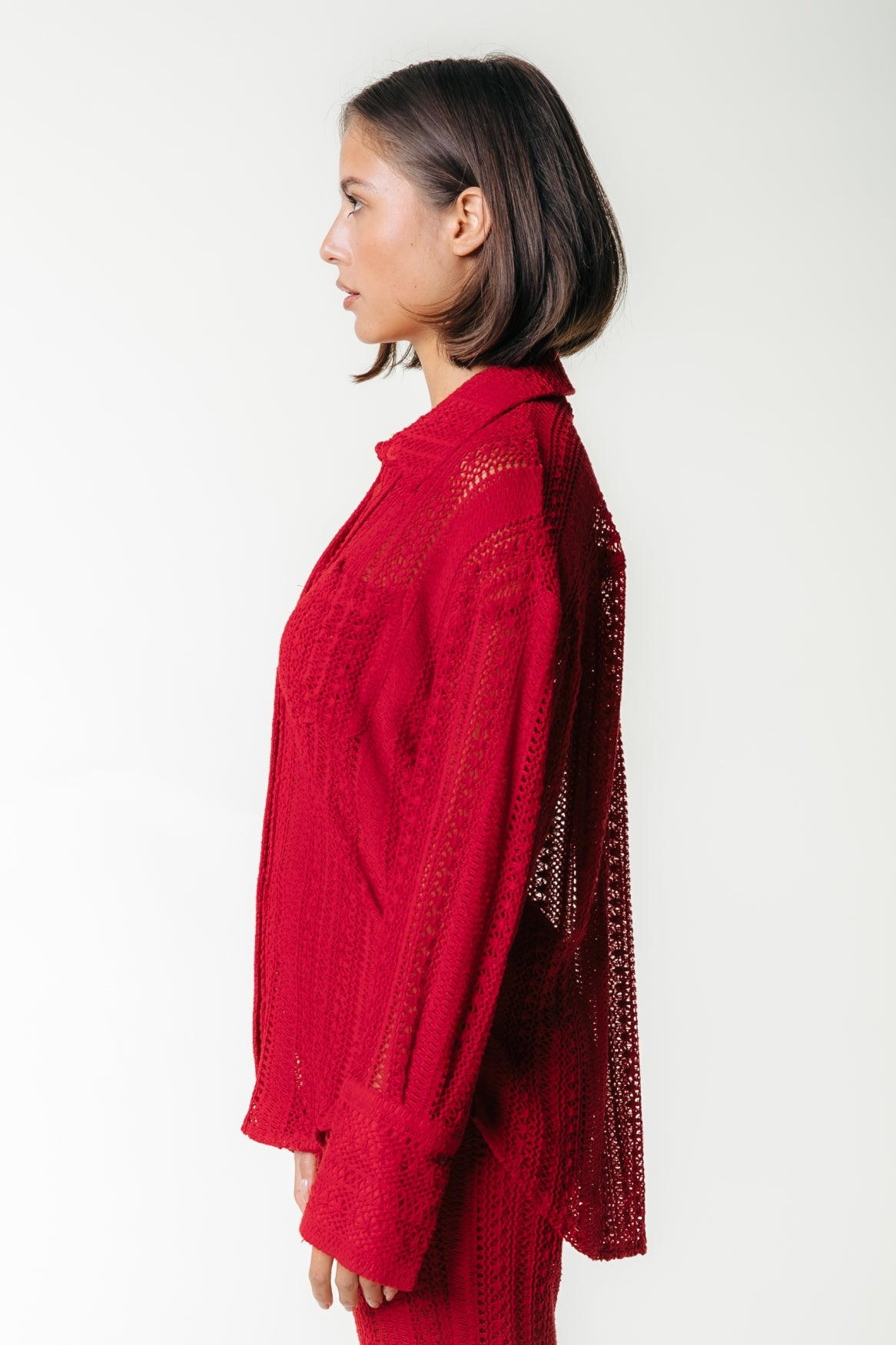 Talia Crochet Blouse - Poppy Red