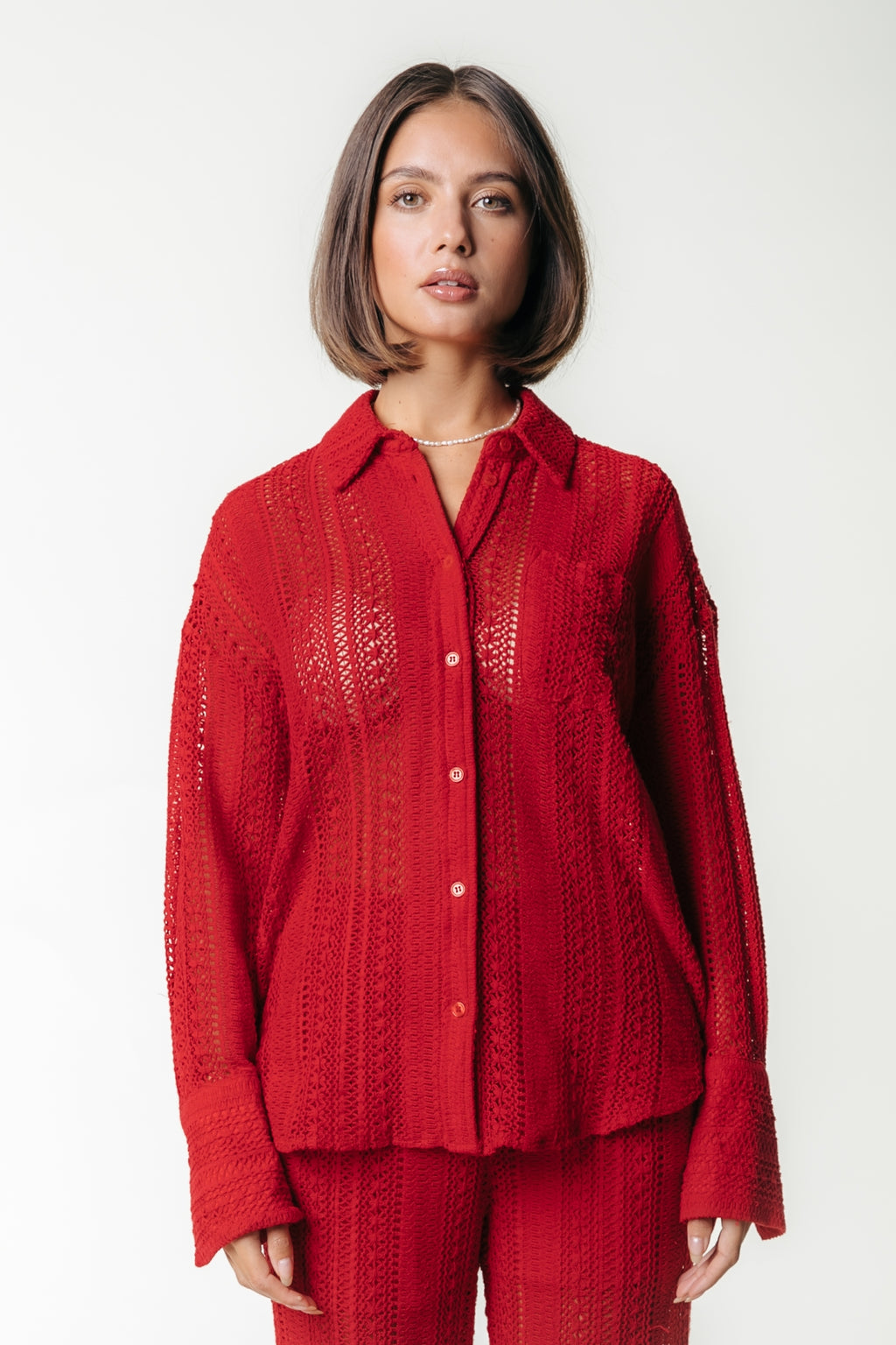 Talia Crochet Blouse - Poppy Red
