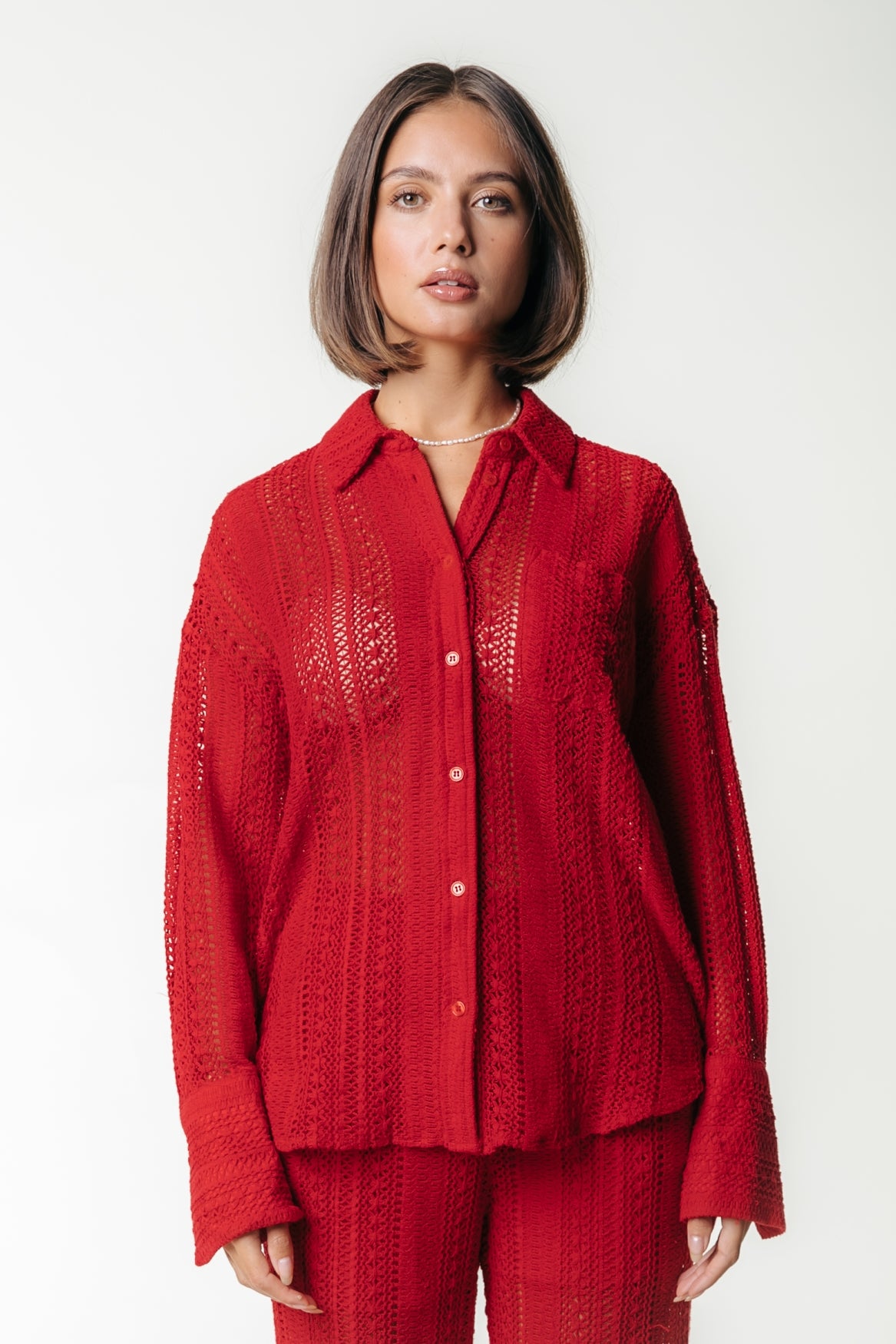 Talia Crochet Blouse - Poppy Red