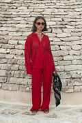 Melody Crochet Straight Pants - Poppy Red