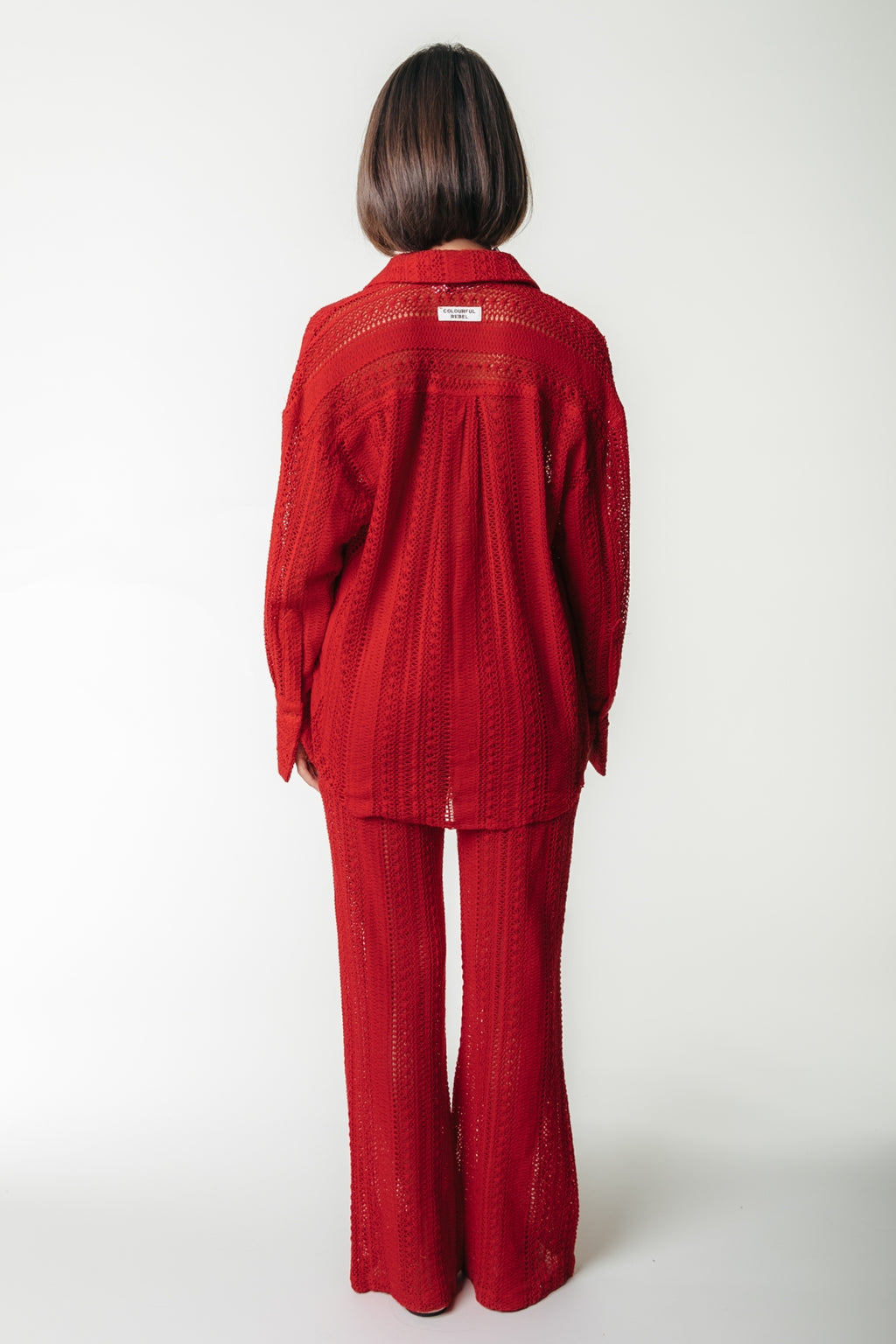 Melody Crochet Straight Pants - Poppy Red