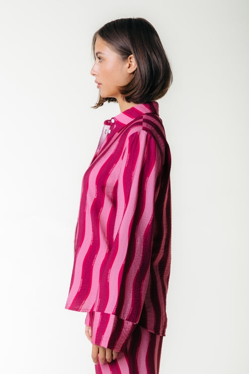 Tia Striped Kimono Sleeve Blouse