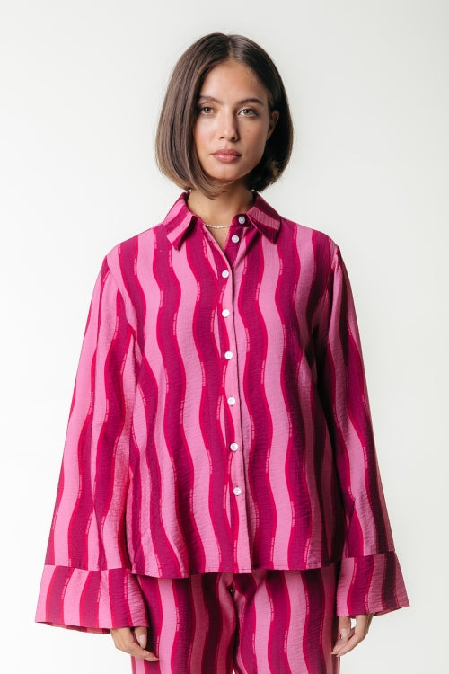 Tia Striped Kimono Sleeve Blouse