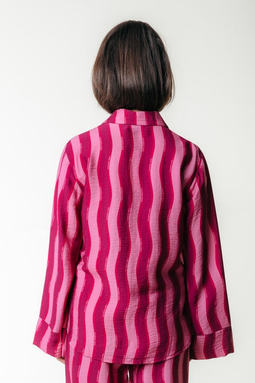 Tia Striped Kimono Sleeve Blouse