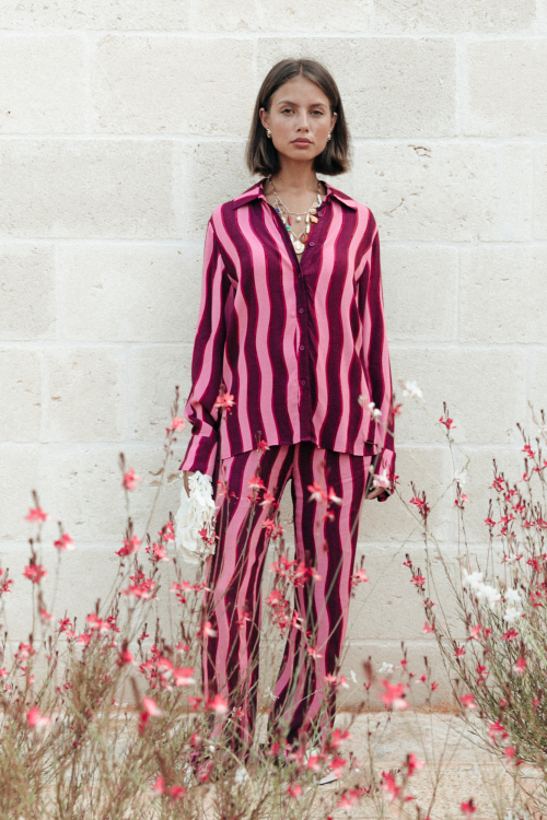 Tia Striped Kimono Sleeve Blouse