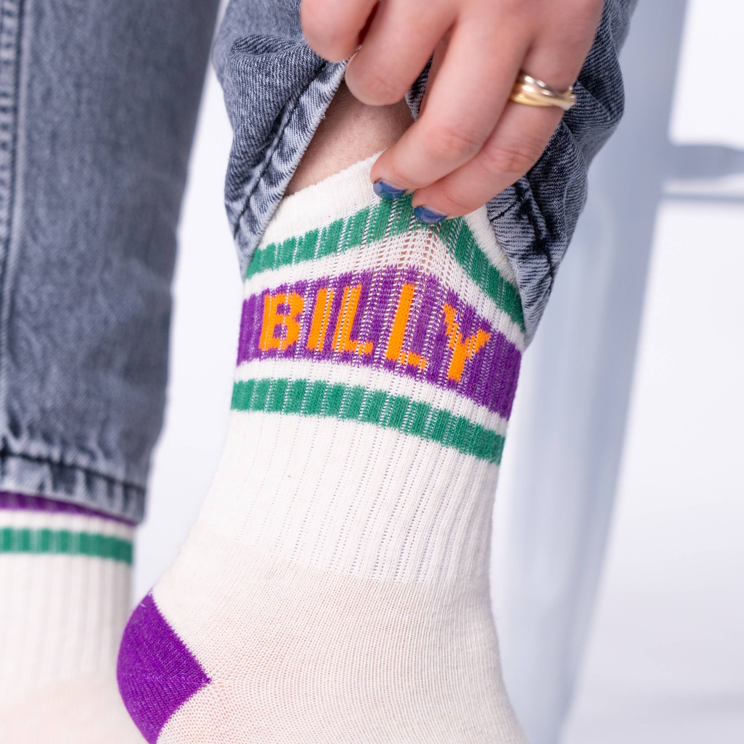 Sokken - Ecru Gestreept