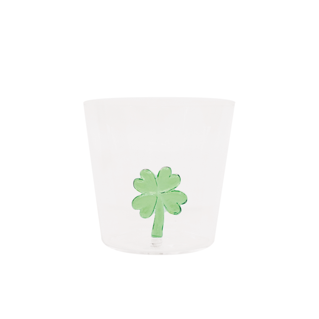 Glas met 3D klavertje