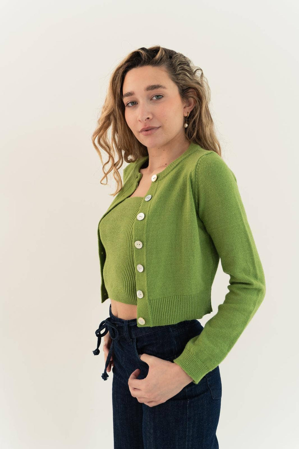 Inés Groene Cardigan