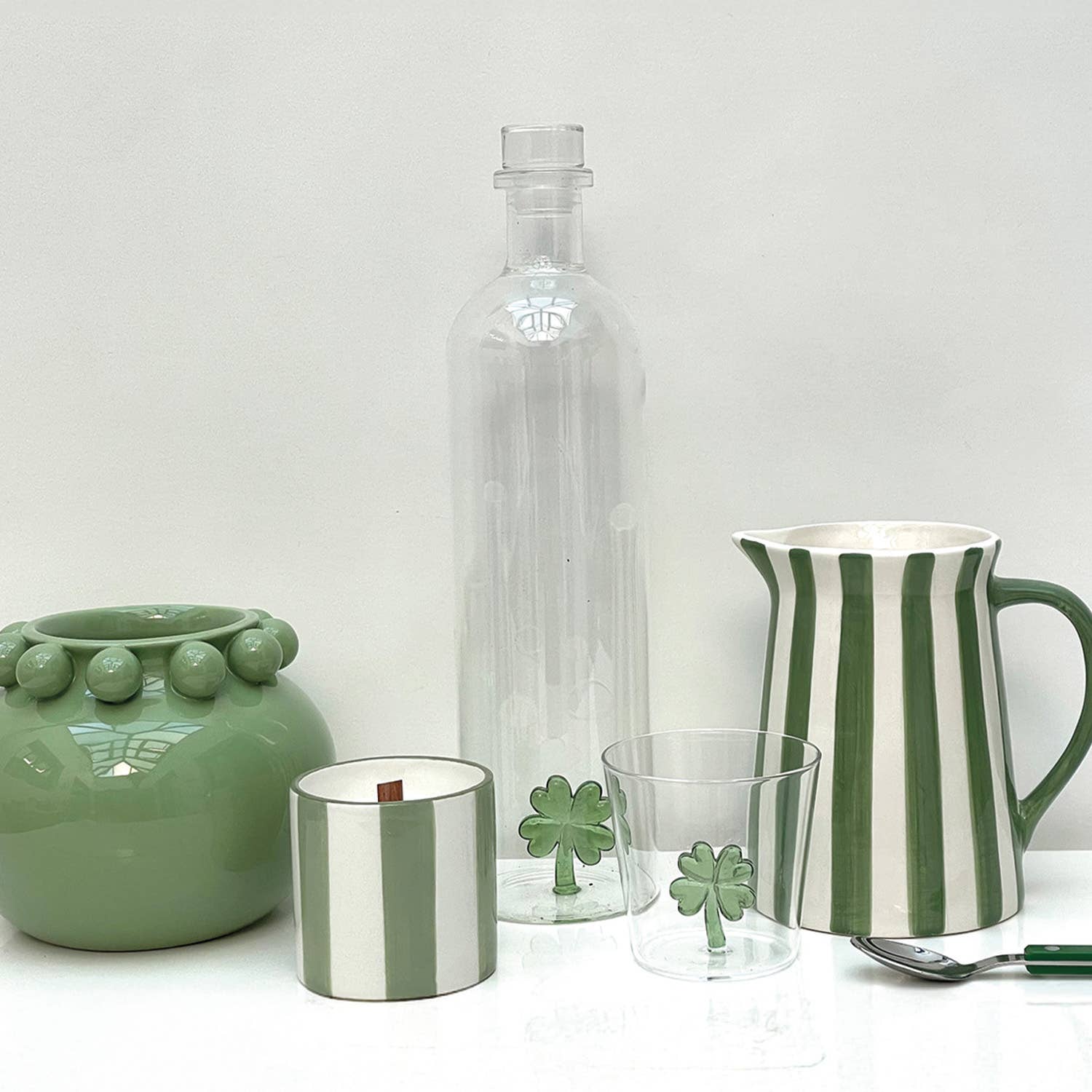 Glas met 3D klavertje