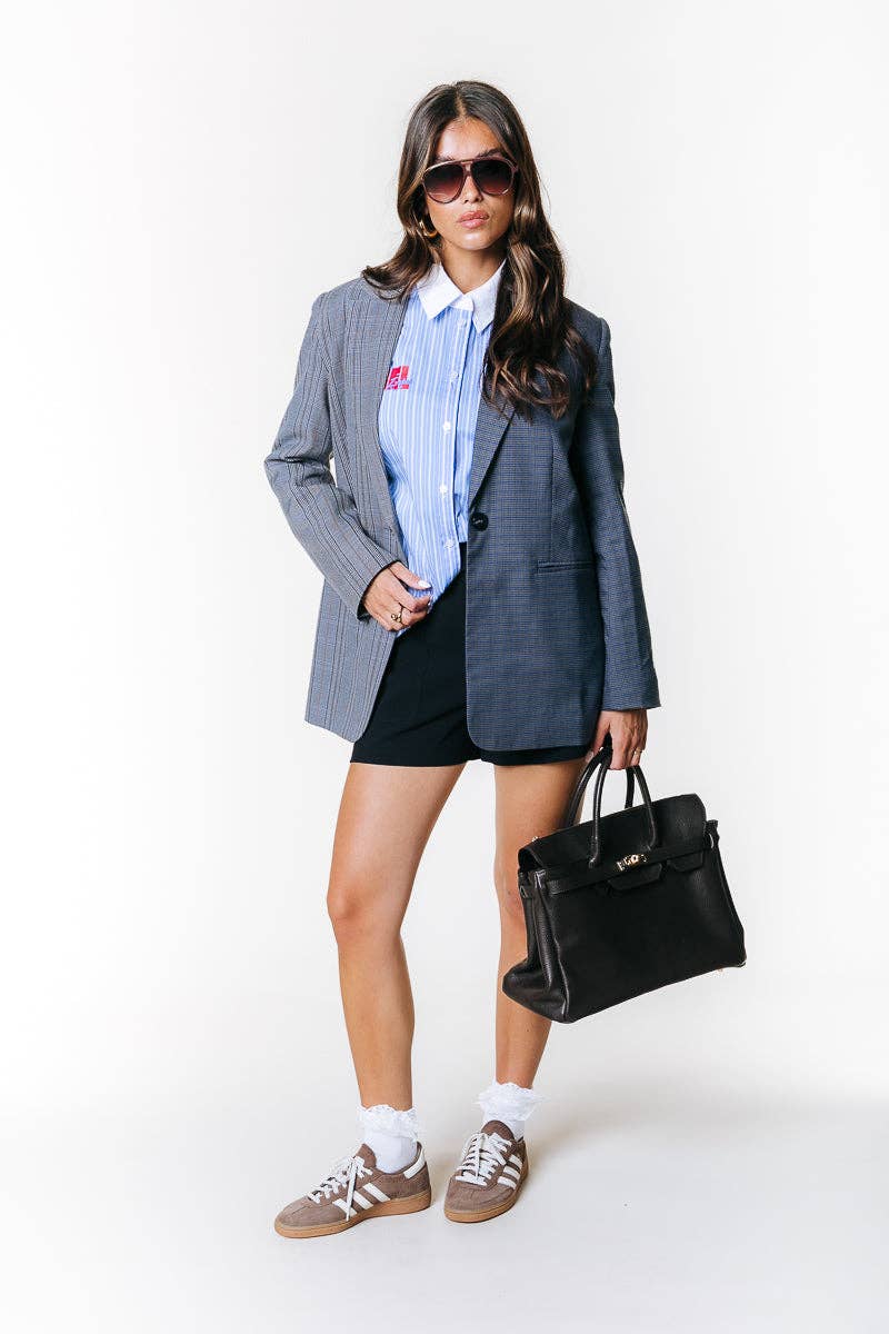 Mimmi Check blazer - Grijs/Blauw