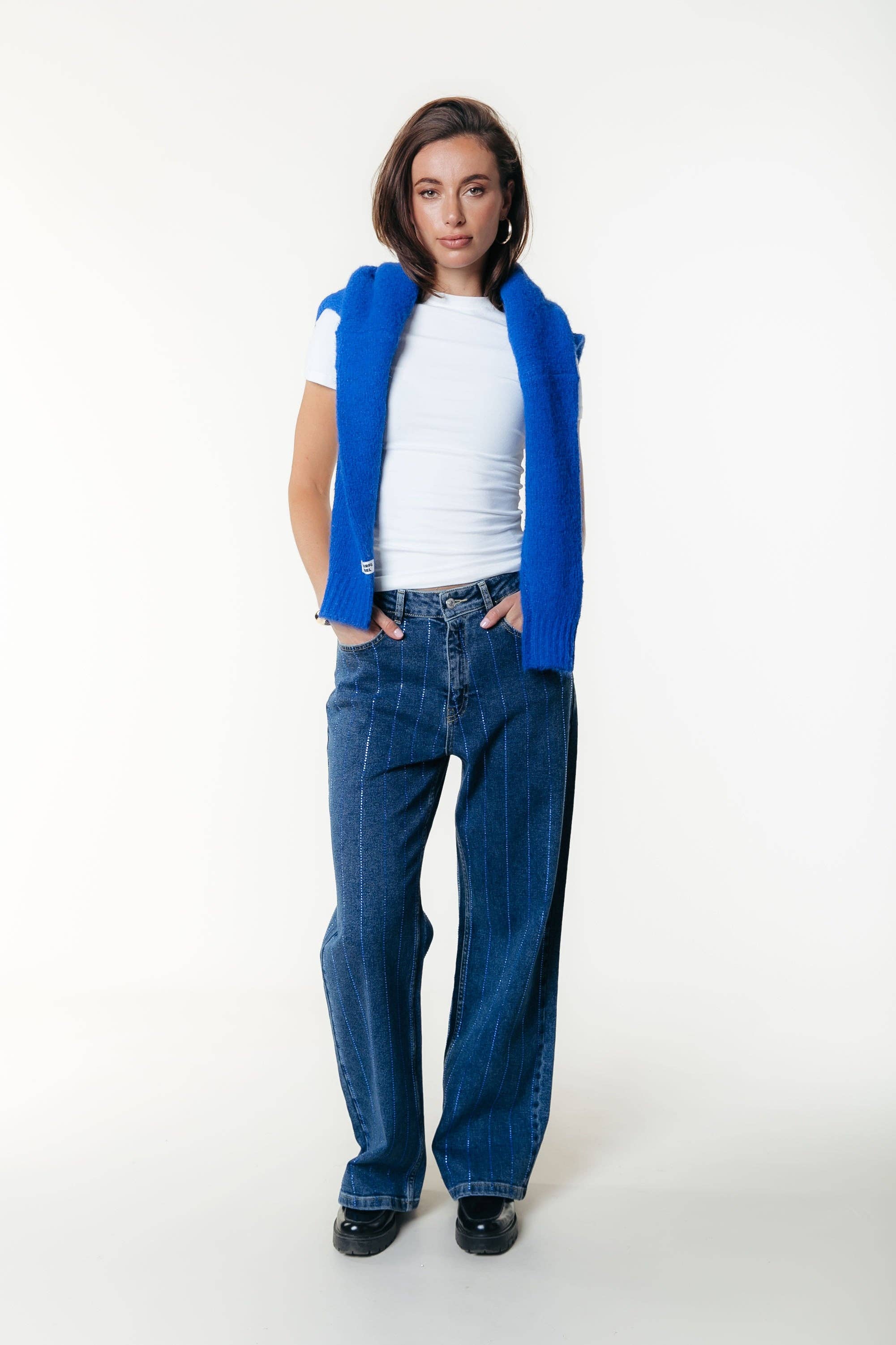 Gaias Rhinestones High Rise Denim