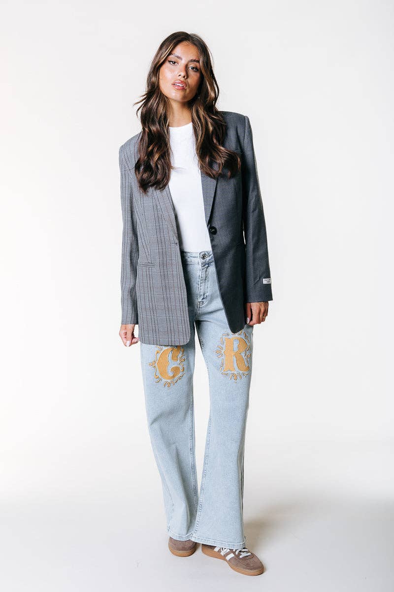 Mimmi Check blazer - Grijs/Blauw