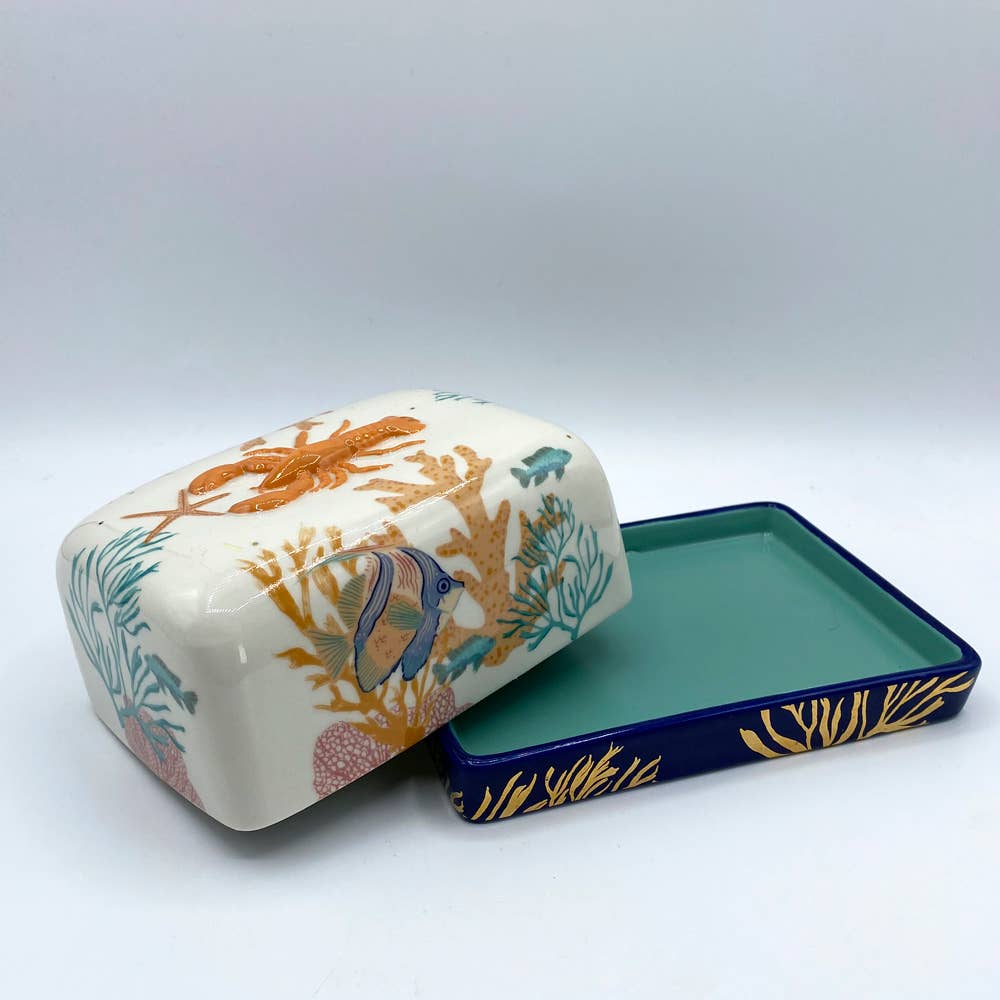 Boterschotel met koraalkreeft