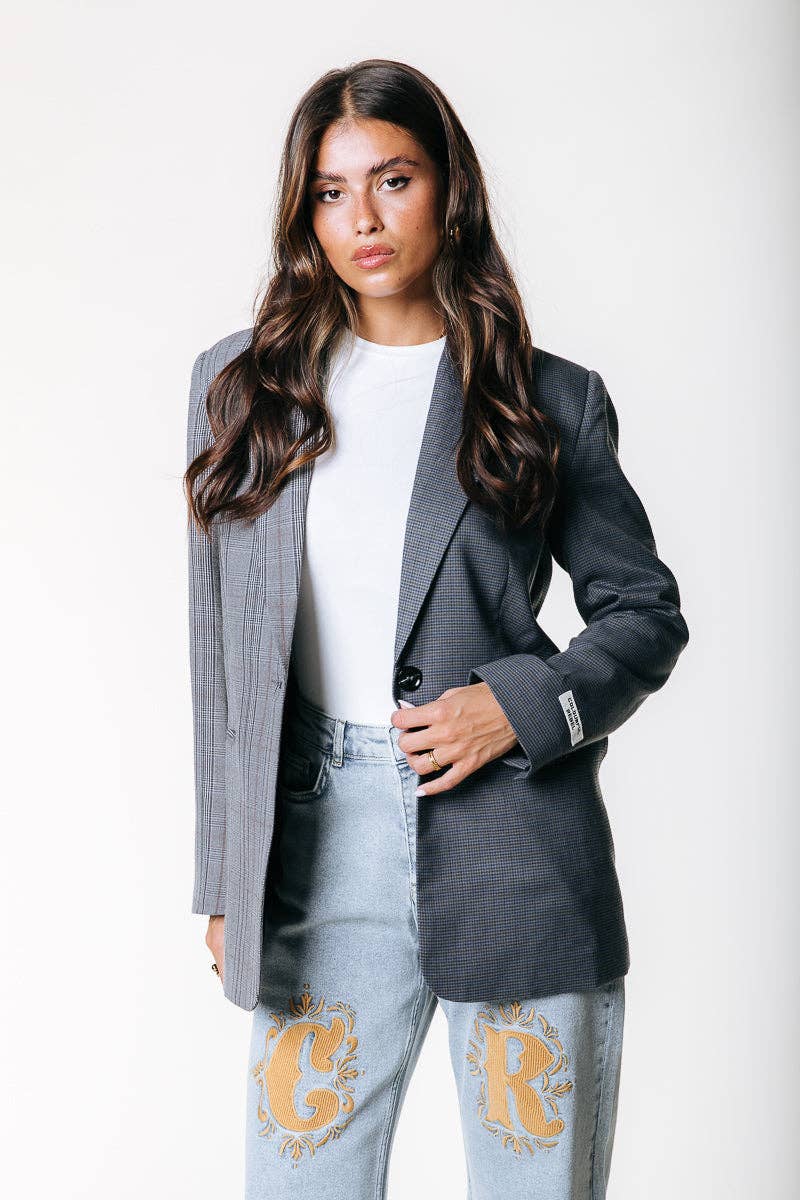 Mimmi Check blazer - Grijs/Blauw