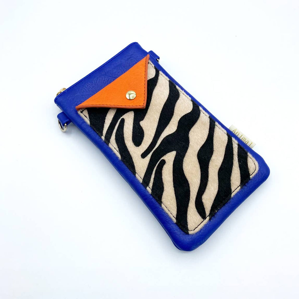 Telefoonportemonnee Dierenprint Blauw/Oranje