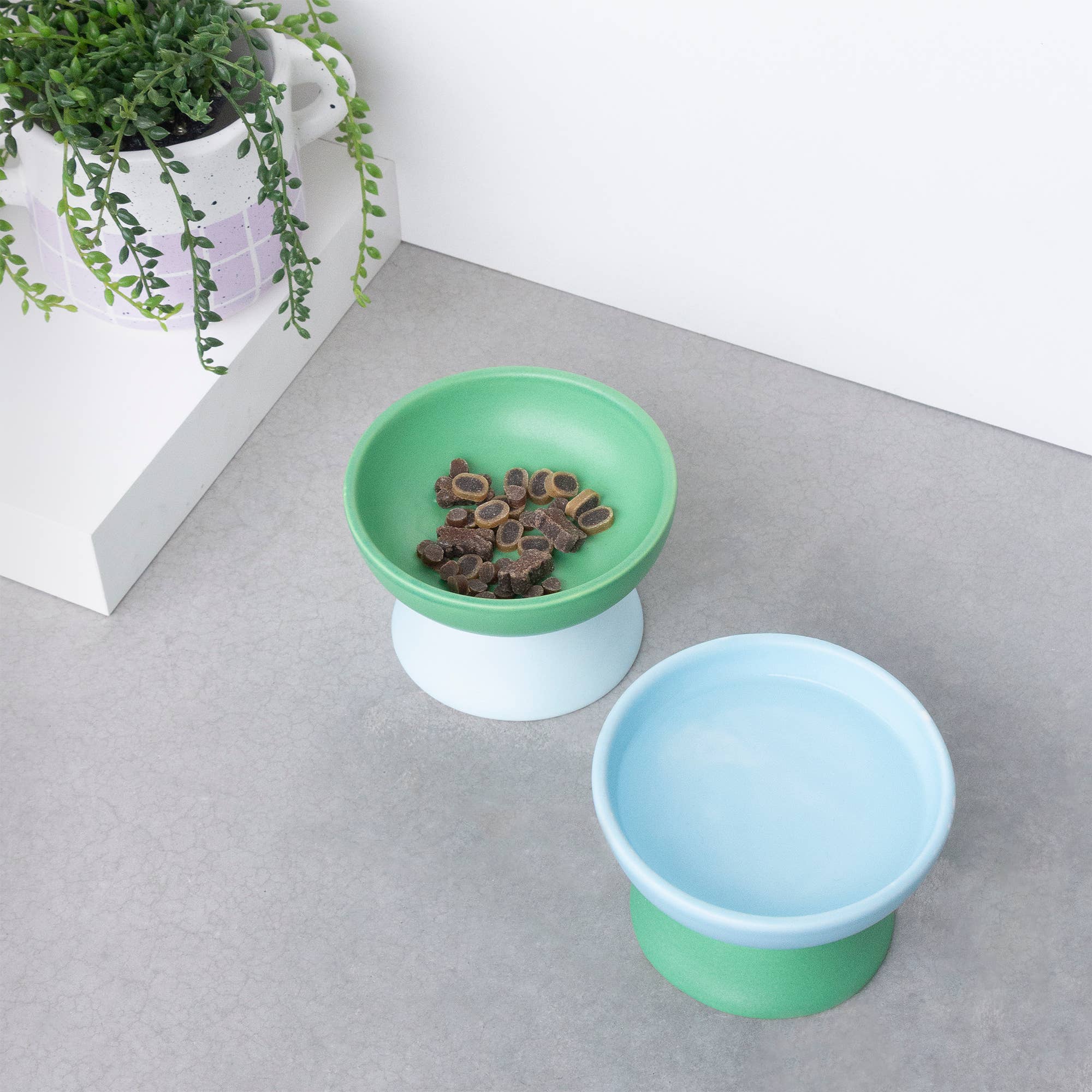 Verhoogde Voederbak - Blauw Groen