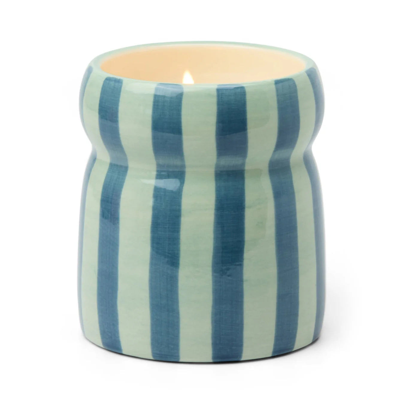 Blue/Navy Striped Ceramic Candle