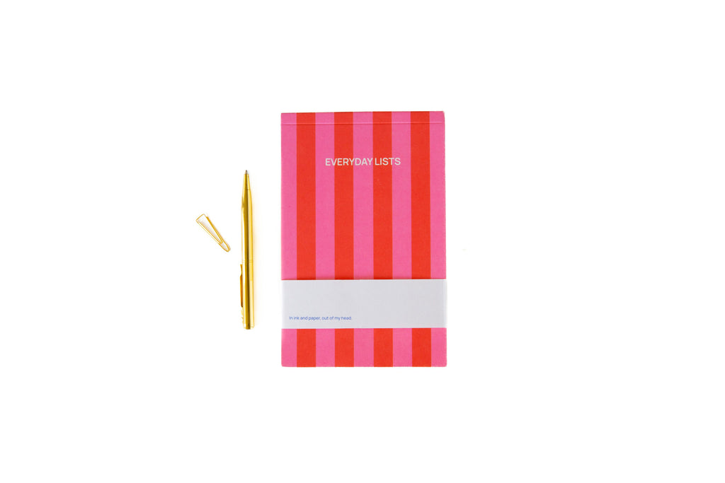A-Journal Notepad - Stripes Pink Red