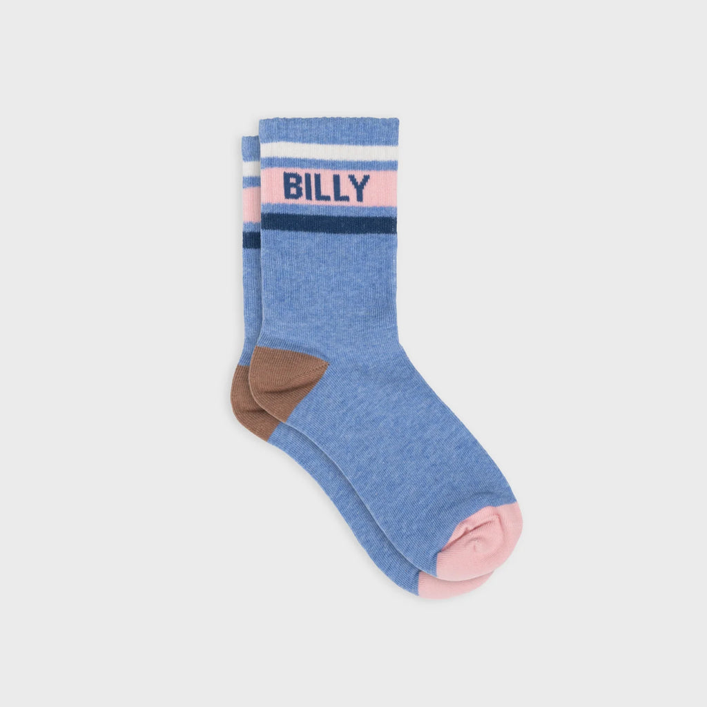 Billybelt Tennisokken - Blauw, Roze En Wit Gestreept