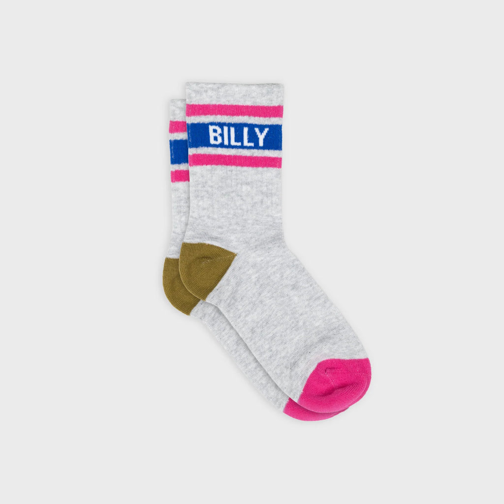 Billybelt Tennisokken - Grijs, Blauw En Roze Gestreept
