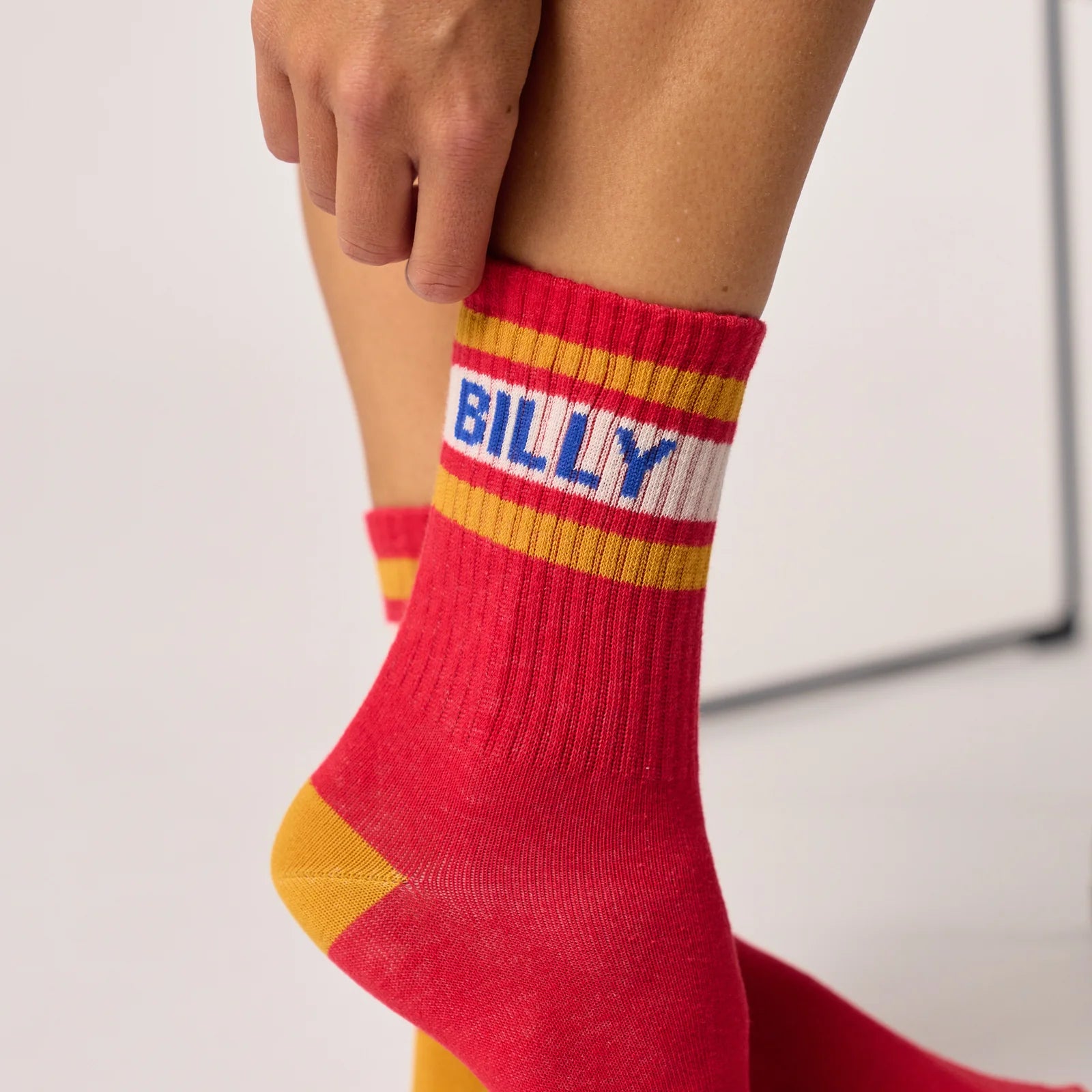 Billybelt Tennisokken - Rood, Wit En Oranje Gestreept