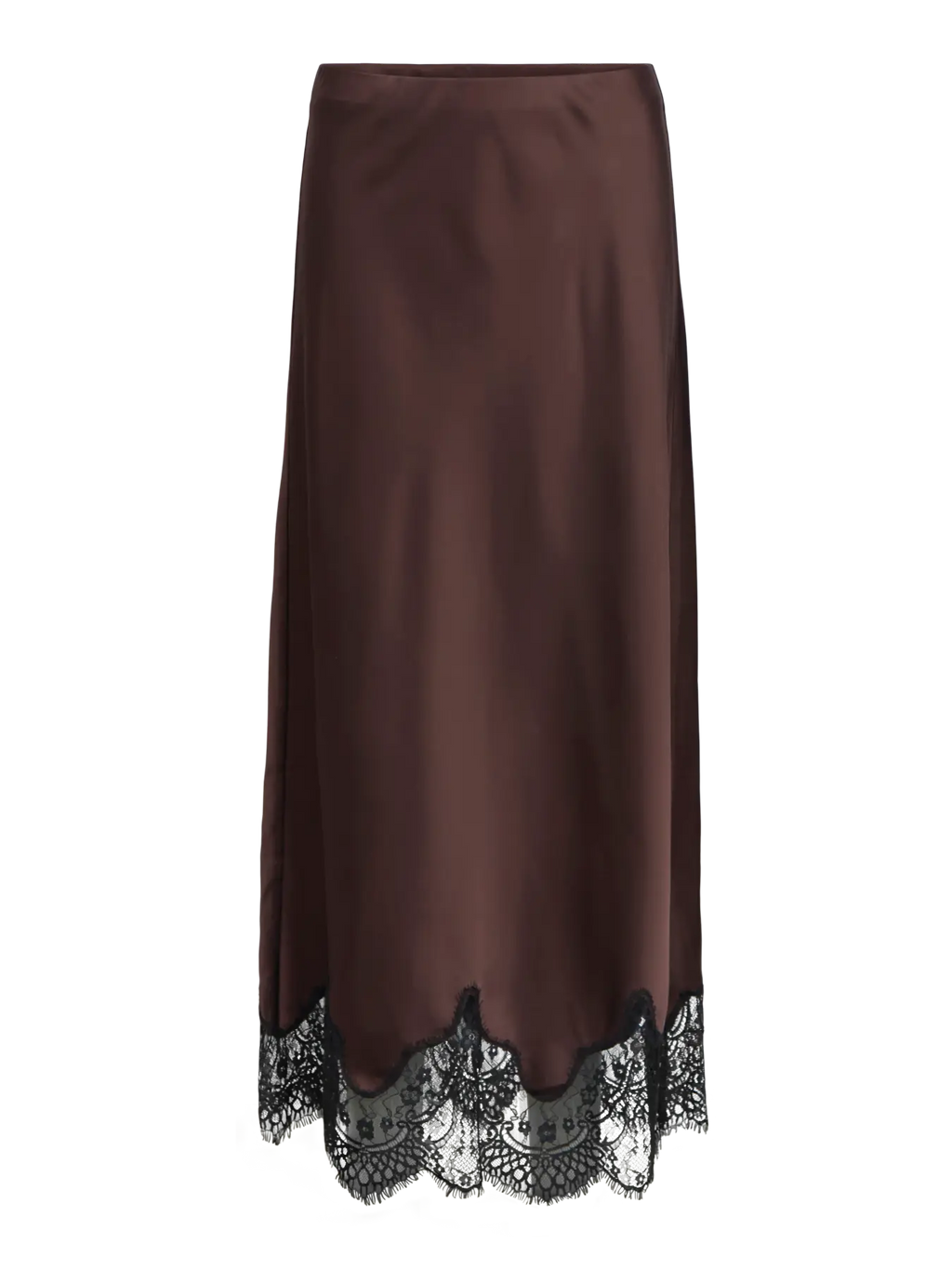 Object Long Skirt - Seal Brown Black Lace