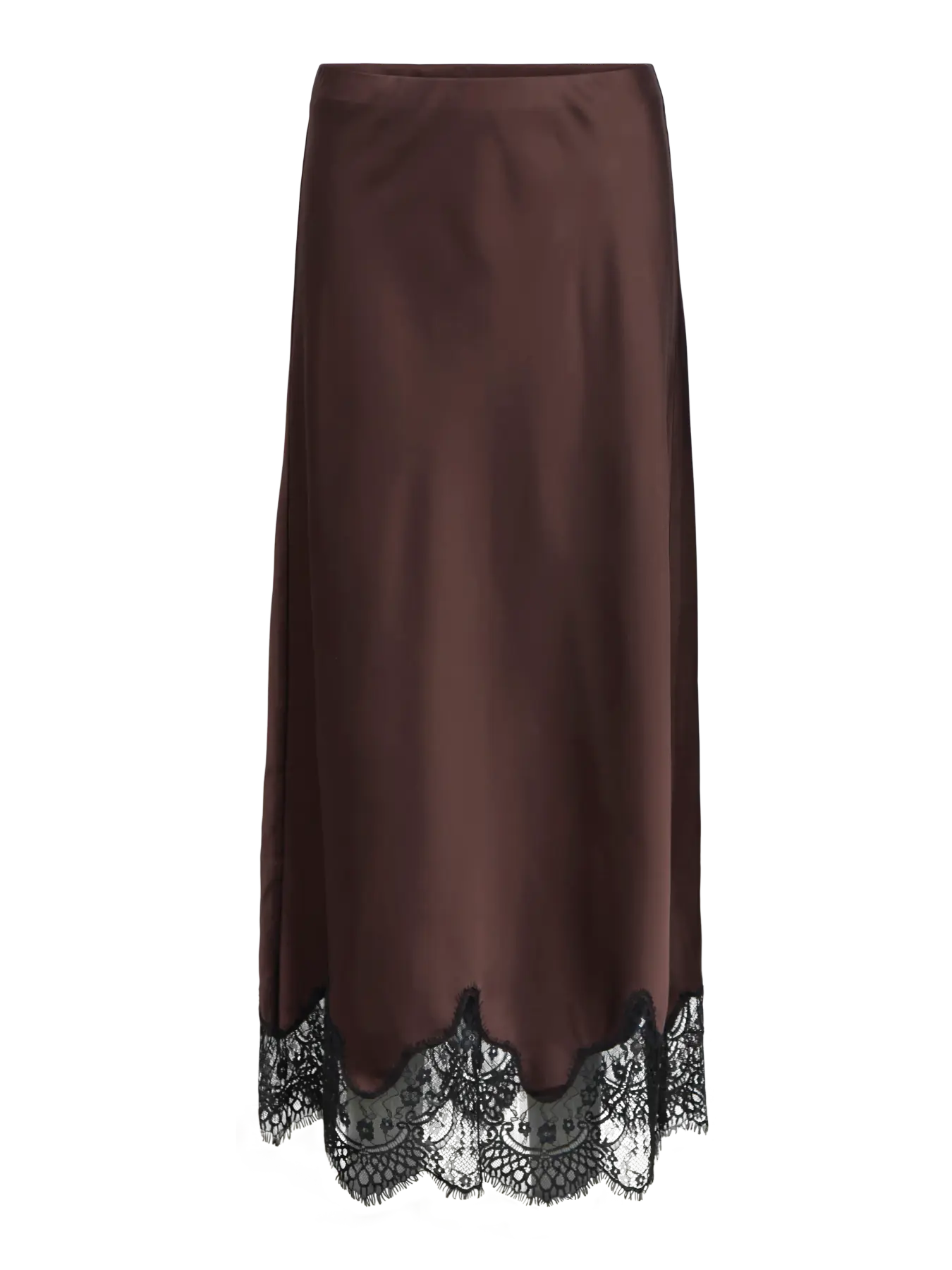 Object Long Skirt - Seal Brown Black Lace
