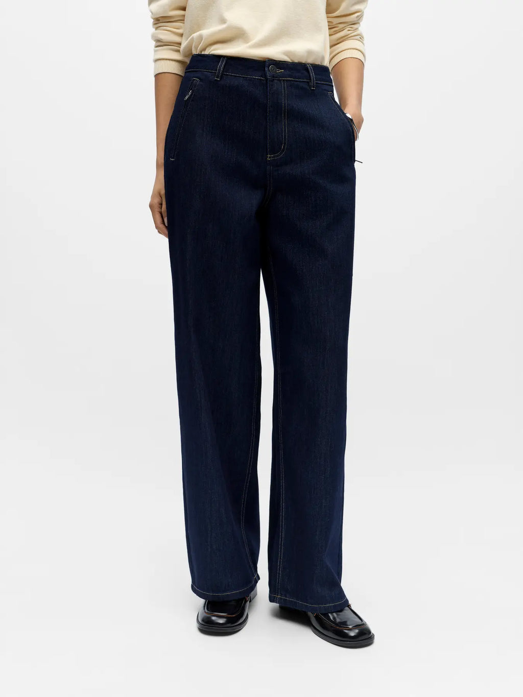 Object Mid Waist Jeans- Dark Blue Denim
