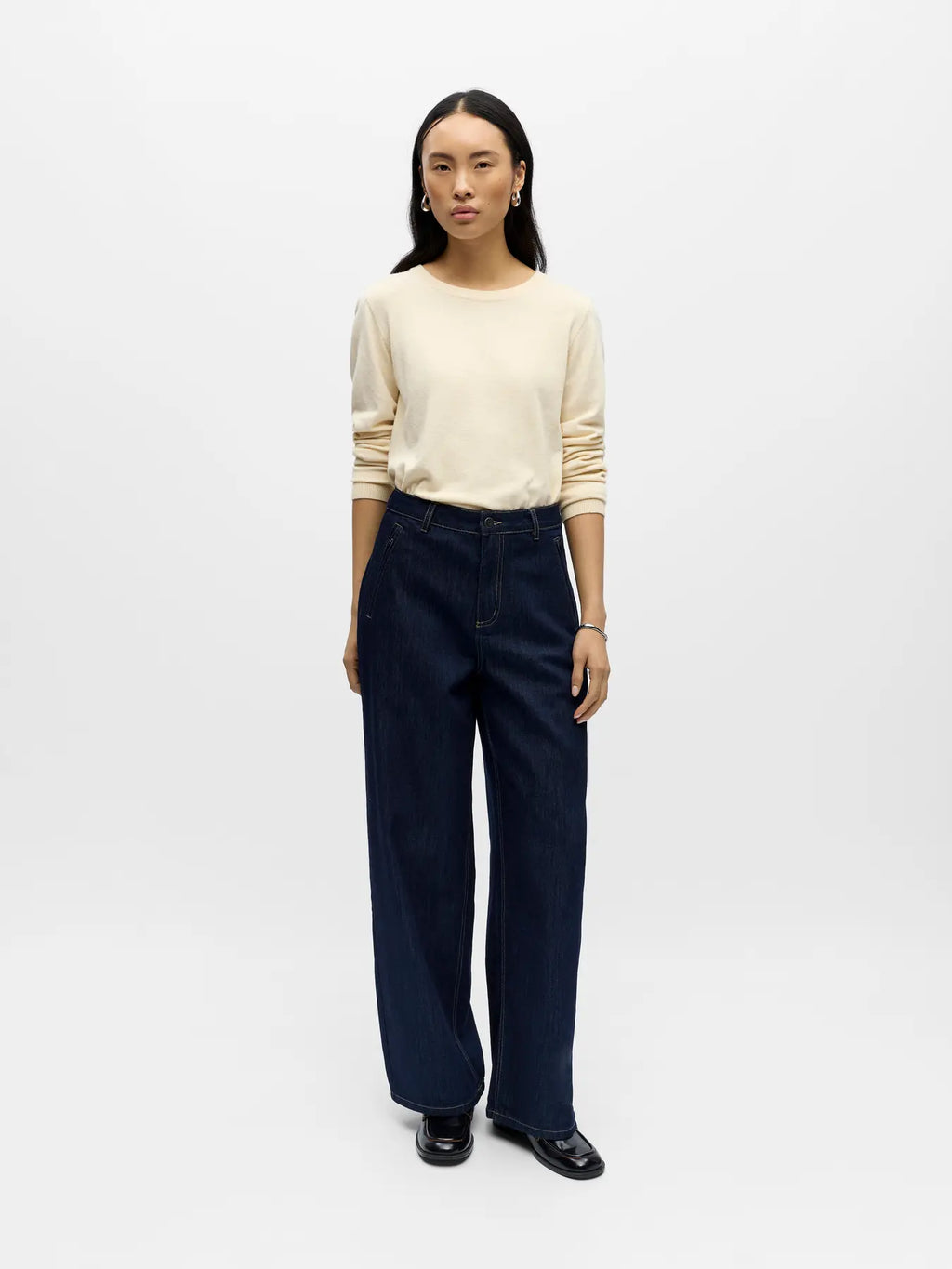 Object Mid Waist Jeans- Dark Blue Denim