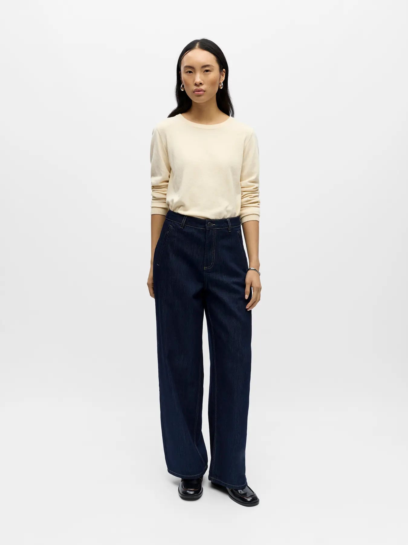 Object Mid Waist Jeans- Dark Blue Denim