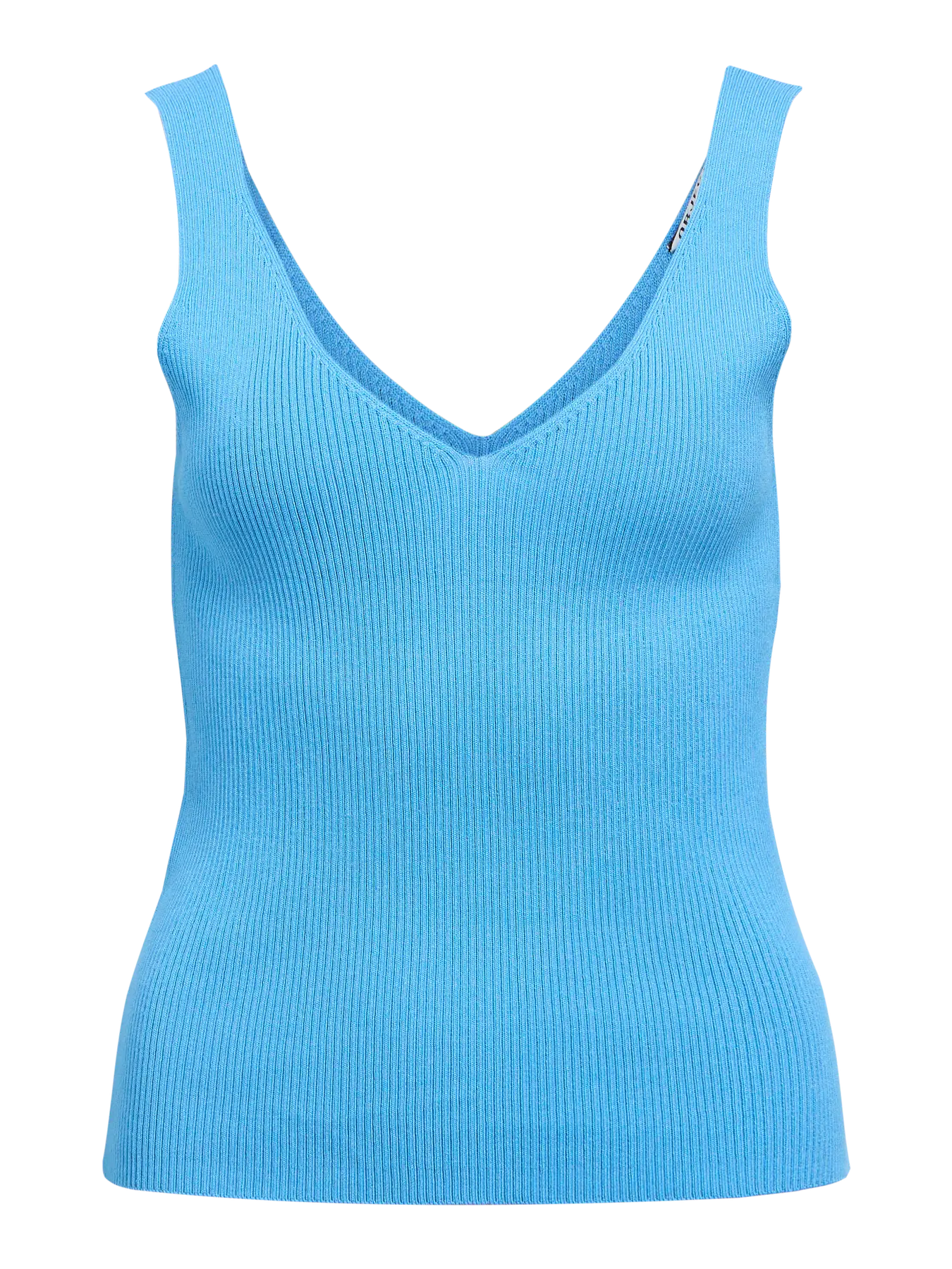 Object Geribbeld V-hals Tanktop - Azure Blue